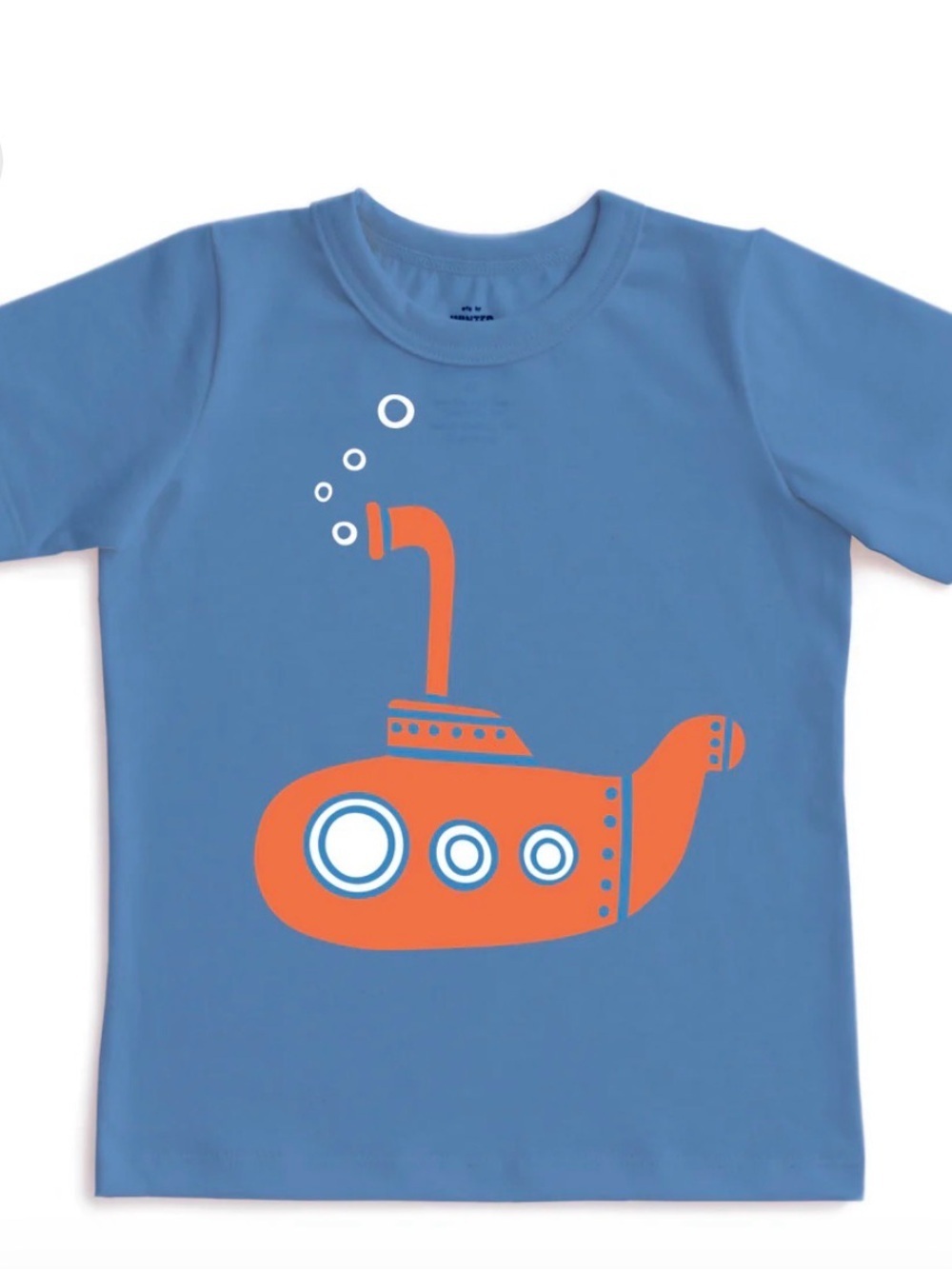 Winter Water Factory Organic Kids Size 6 Blue Submarine Short Sleeve Tee